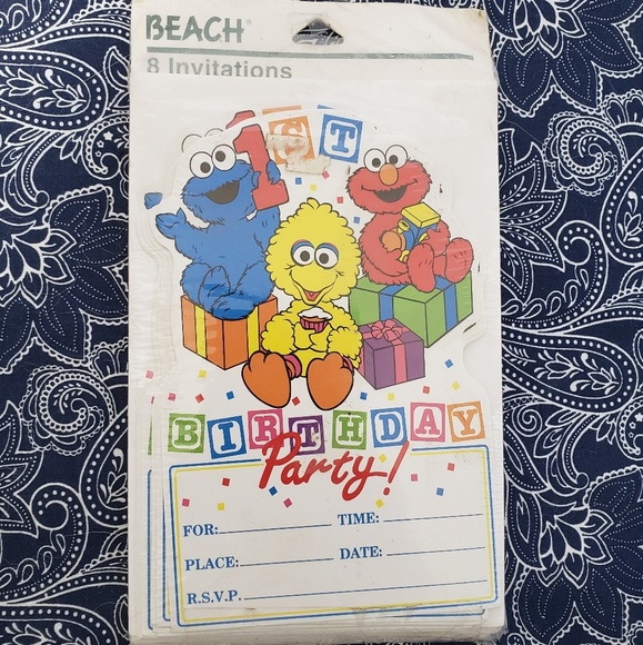 Beach Other - SESAME STREET *nwt* Vintage 1st Birthday Invites